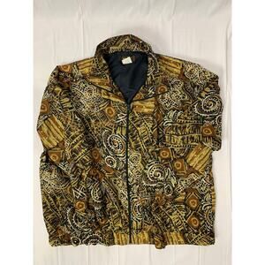 Vintage Kloz Windbreaker Jacket Zip Up Black Gold Size XL